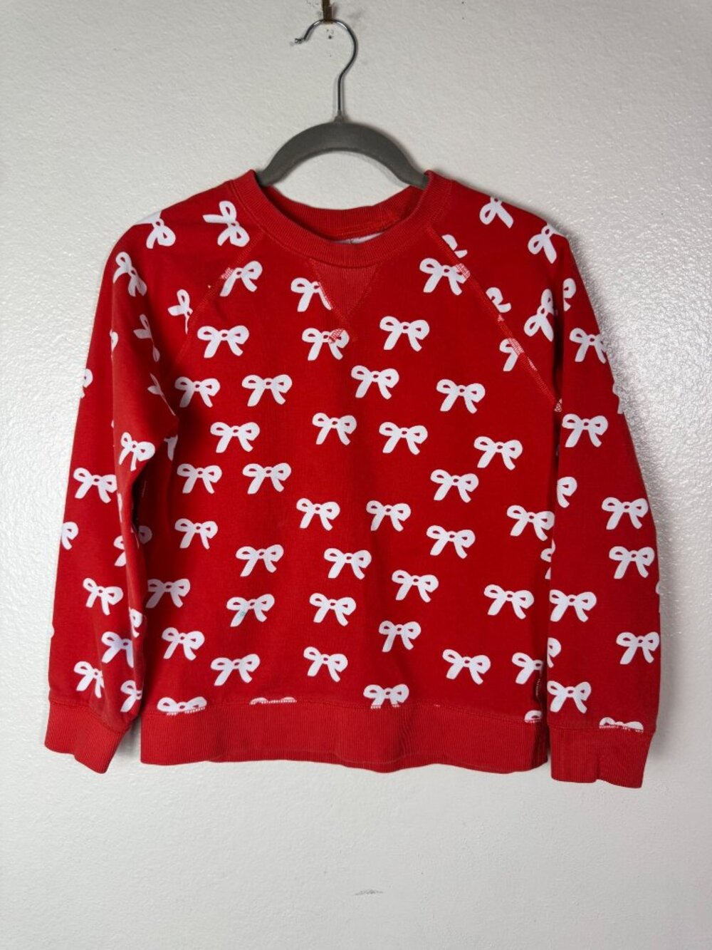 Hanna Andersson Red Bow Print Organic Cotton Sweatshirt Kids Size 10 Novelty